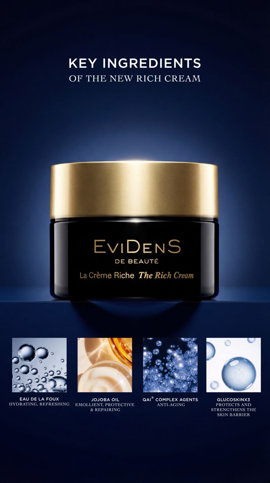 Evidens de Beauté — rich cream, benefit-led creative